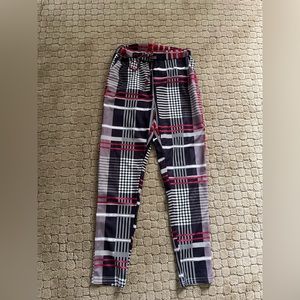 Plaid stretch pants with draw waist band